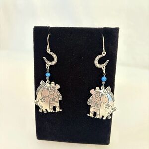 Edgar Berebi Vintage Sterling Silver Earrings Cowboy And Horse Friends